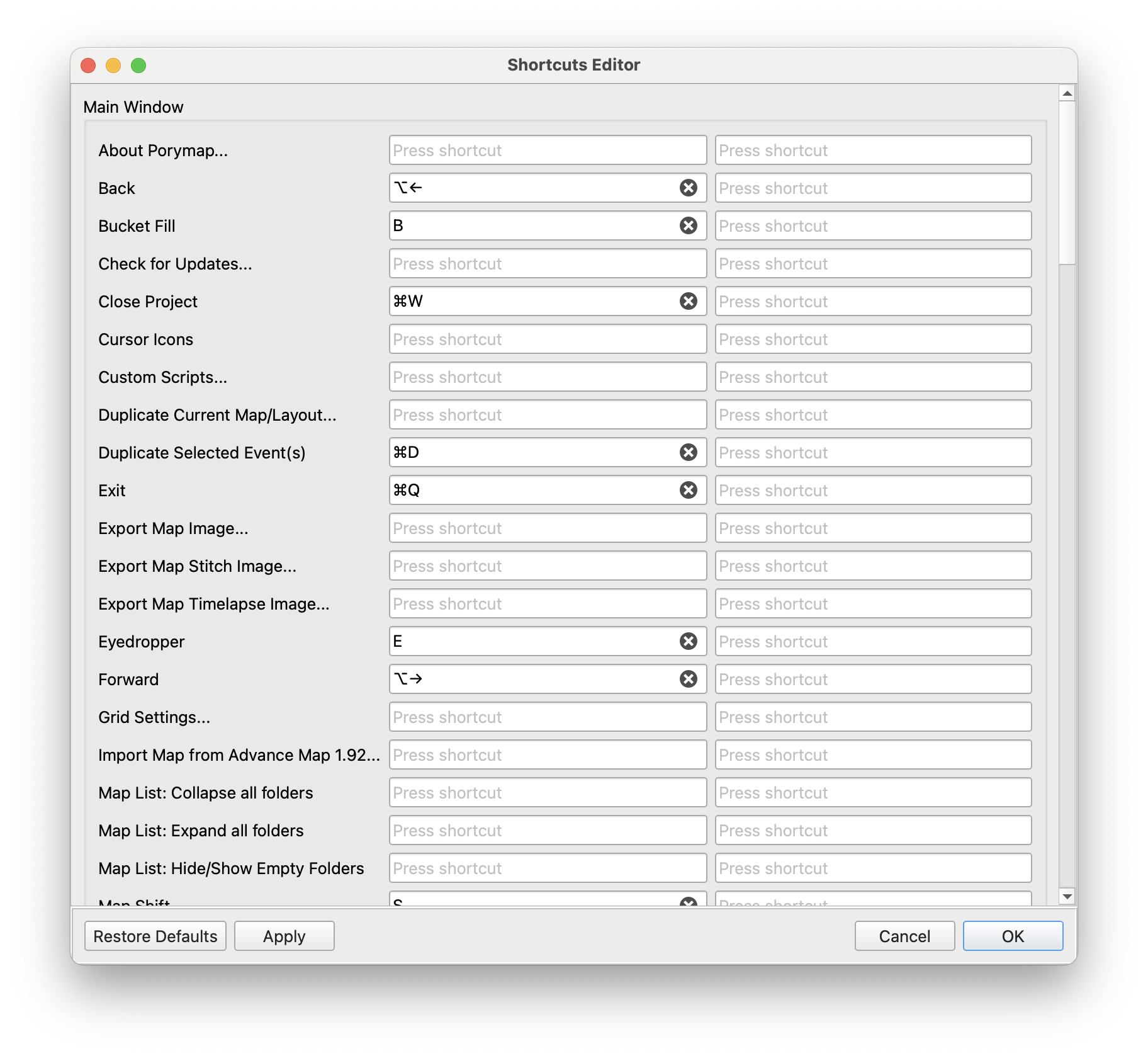 Shortcuts Editor
